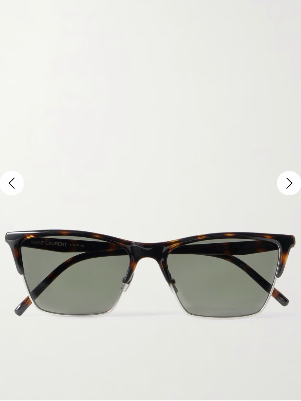 Saint Laurent Tortoise Frame Sunglasses with Green Lenses